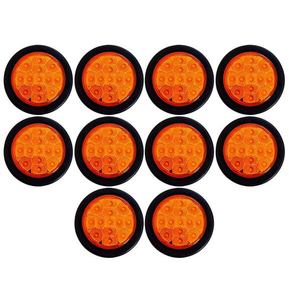 2.5 Round Amber Led Clearance Side Marker Lights Kit 13 Diodes Light Grommet Wire Pigtail Truck Trailer Rv Flush Mount Waterproof 12V Sealed, 2.5 Round Led Marker Lights