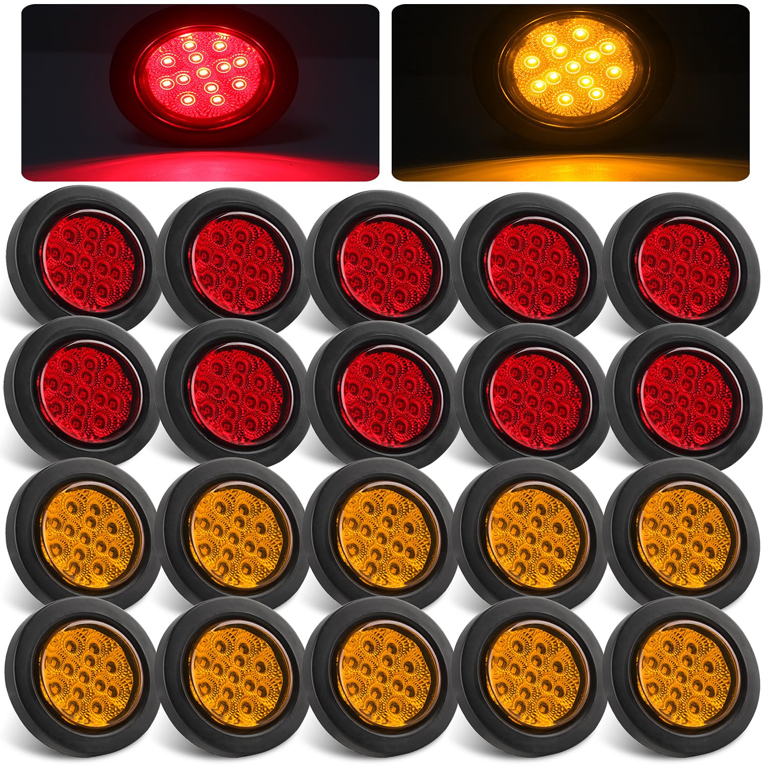 10X 3/4 Amber 3 LED Round Side Marker Indicator Lights Truck Trailer Lorry Bus | Australia