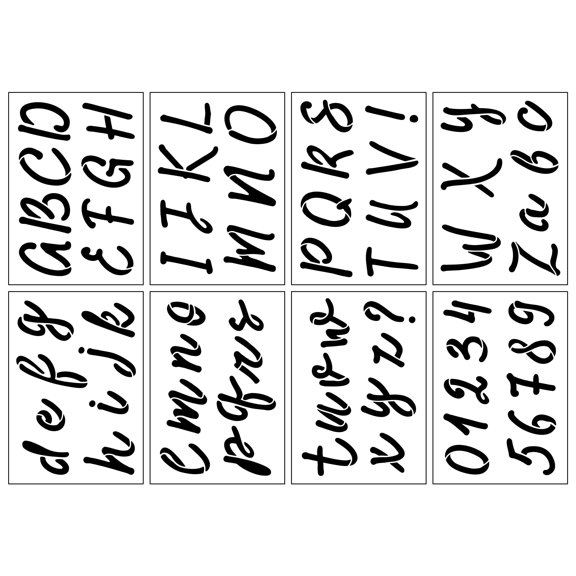 Craft Smart 2.5" Round Script Alphabet Stencils - Reusable Plastic Stencil Sheets with 64 Elegant Letter Designs per Pack, Ideal for DIY Crafts & Decor, 6 Pack