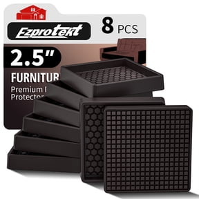 2.5'' Square Rubber Anti Slip Furniture Pads for Hardwoods Floors, 8 Pcs Non Slip Furniture Coasters, Furniture Leg Floor Protectors Caster Cups, Sofa Couch Bed Stoppers to Prevent Sliding (Brown)