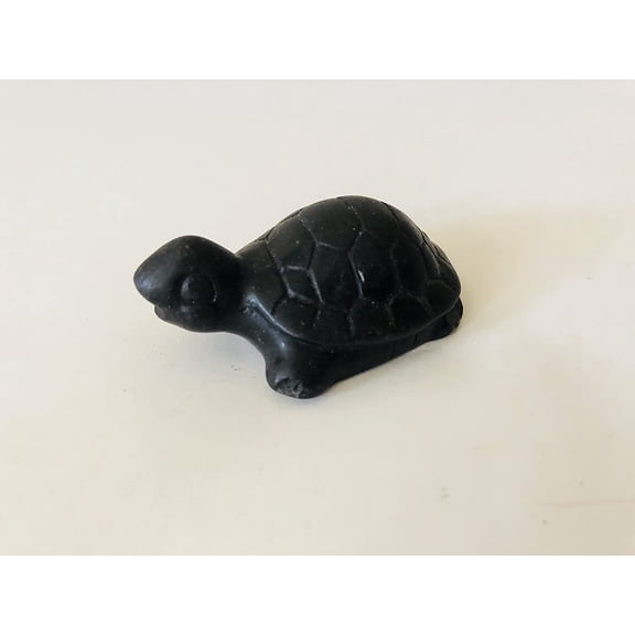 2.5 Tiny Black Stone Carved Turtle Decorative Collectible Accessory New