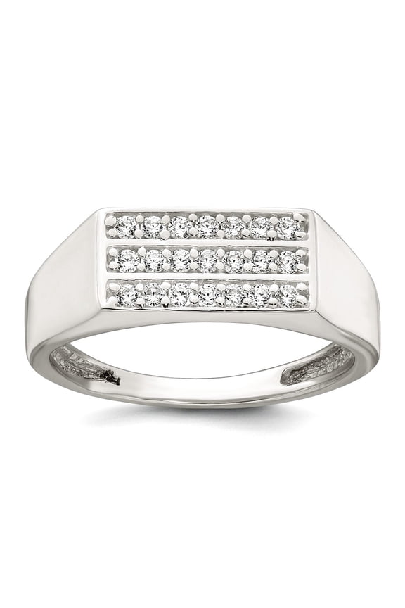 2.5 To 7.55 (tapered)mm 925 Sterling Silver Polished CZ Rectangular Mens Signet Ring Size 9 Ring for Men