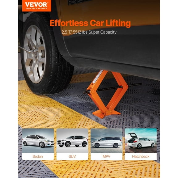 2.5 Ton Scissor Car Jack with 3.-17.1 Inch Lift Range, Heavy Duty Tire Changing Kit