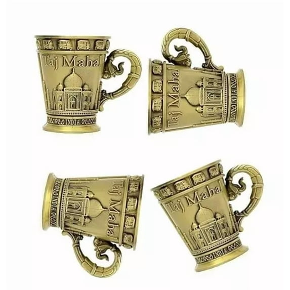 2.5" Vintage Metal Taj Mahal India Antique Souvenir Shot Glass Cup Home Barware