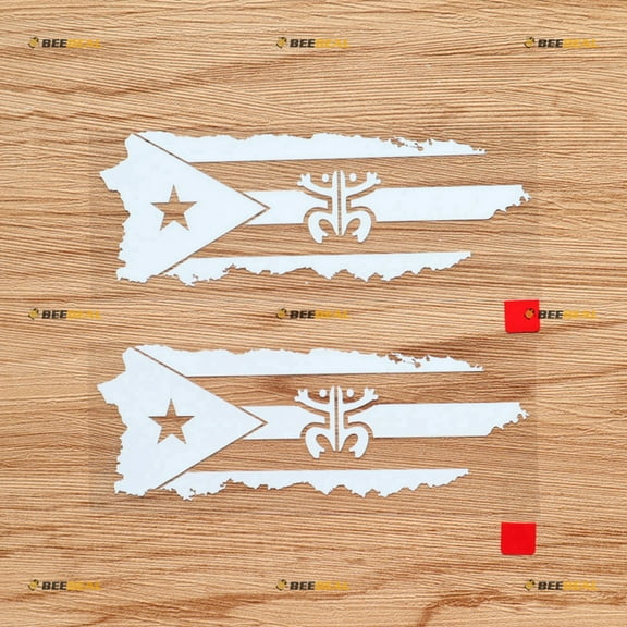 (2) 5" White Puerto Rico Map Flag Coqui Frog Decal Sticker PR Car Vinyl no bkgrd die Cut sda2