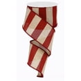 thumbnail image 1 of 2.5" Wide Expressions Royal Canvas Wide Expressions Stripe Wired Ribbon Natural & Burgundy (10 Yards), 1 of 1