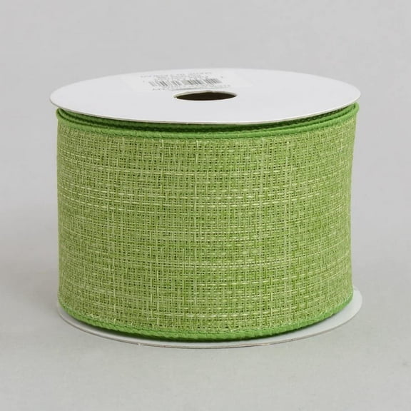2.5" Wide Expressions Royal Faux Burlap Solid Wired Ribbon Fern Green 10 Yards / 30 Feet Per Roll