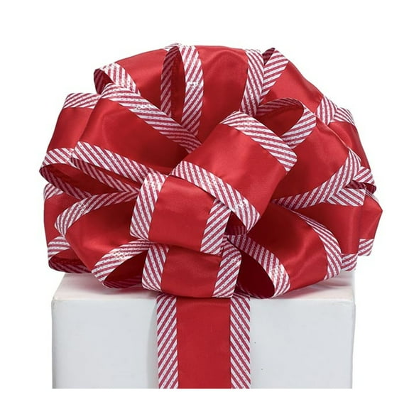 2.5" Wide Red with Candy Cane Edge Wired Satin Ribbon - 20 Yards (9742709)