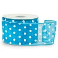 thumbnail image 1 of 2.5" Wide Turquoise with White Polka Dots Sheer Wired Ribbon - 25 Yards (52988), 1 of 1