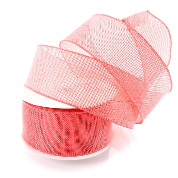 2.5" Wired Burlap Ribbon Coral Pink 25 Yards