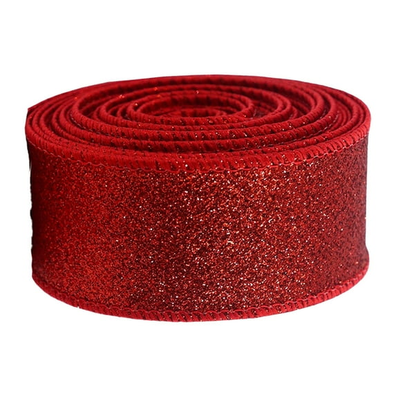 2.5" X 10 Yards Christmas Ribbon for Gift Wrapping, Metallic Glitter Wired Ribbon for Christmas Tree, Garland, Wreath, DIY Crafts Ornaments, Xmas Decorations Holiday Party Decor
