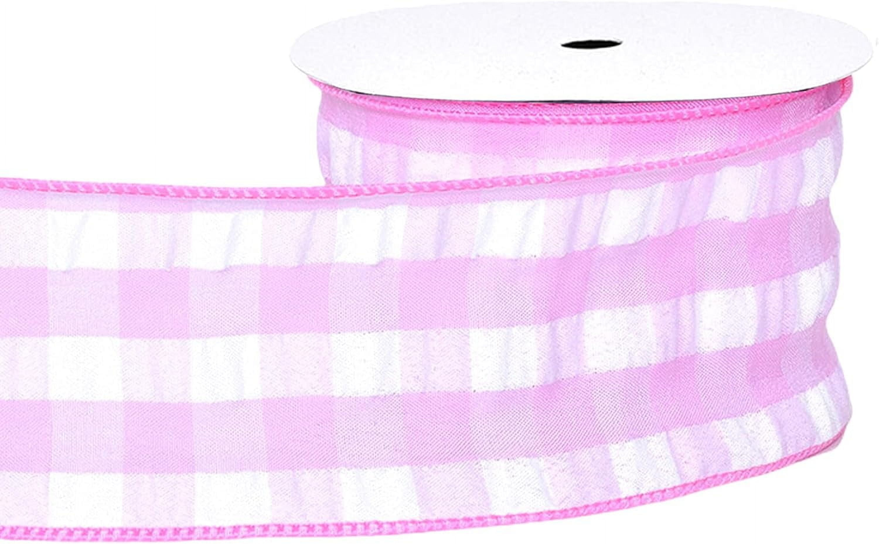 Pink Plaid Pattern Ribbon 2.5