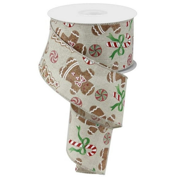 2.5"X 10 yd Gingerbread/Candy Cane