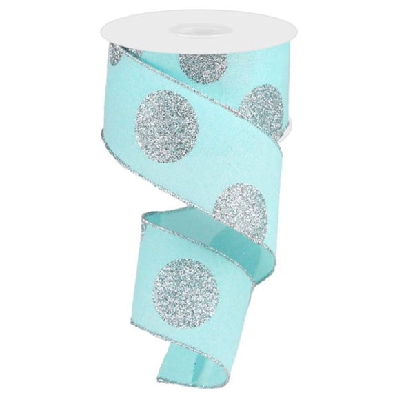 2.5"X 10 yd Glittered Multi Dots On Royal