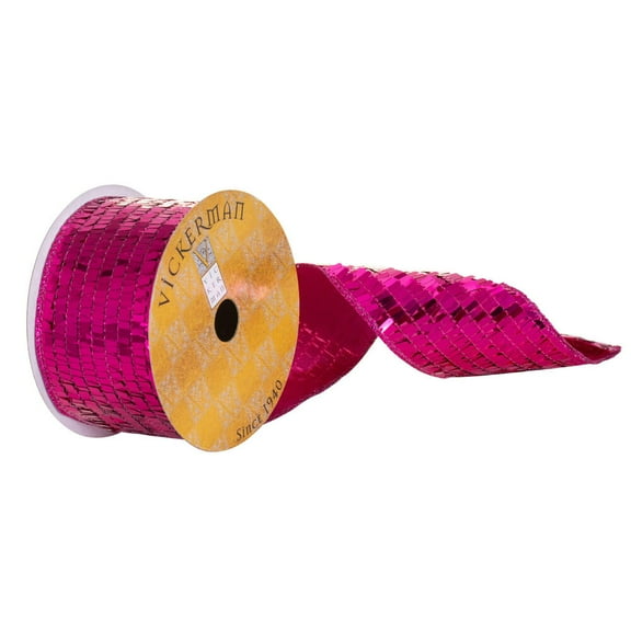 2.5"X10Y Fuchsia Rectangle Sequin Ribbon
