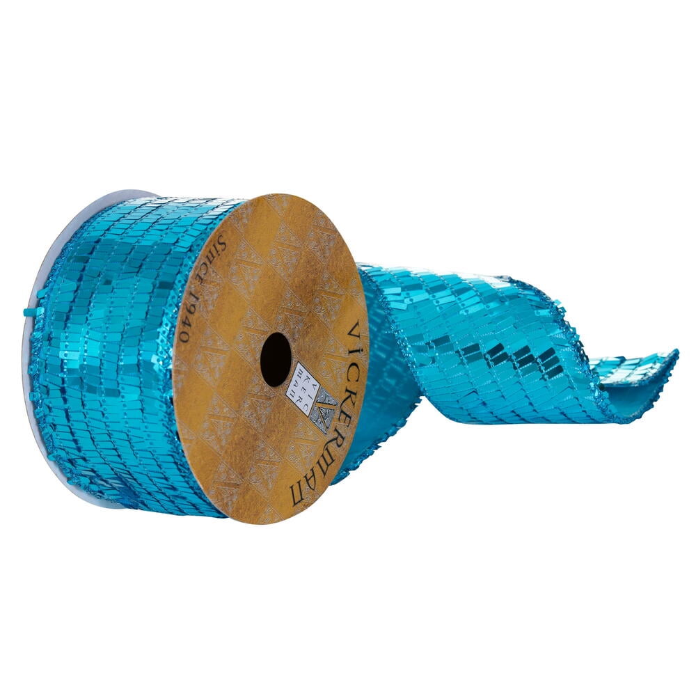 2.5"X10Y Turquse Rectangle Sequin Ribbon