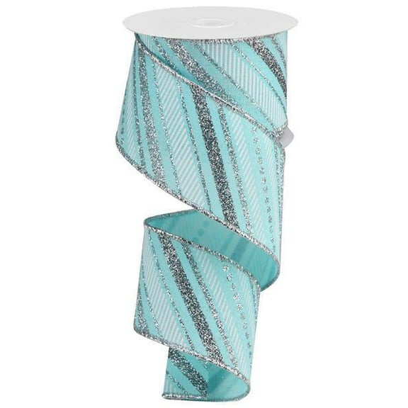 2.5"X10YD MULTI DIAGONAL STRIPES/ROYAL ICE BLUE/SILVER/GREY/WHT RGB1302H1