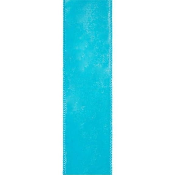 2.5"X10Yds Leno Aqua Wired Ribbon
