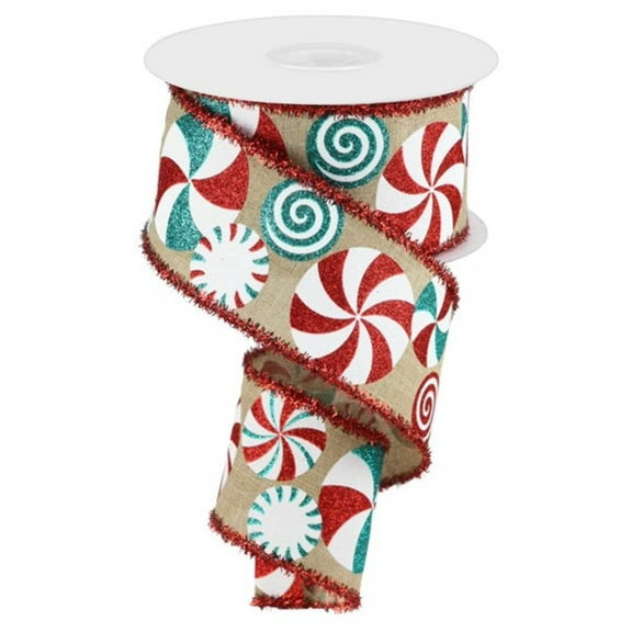 2.5"X10yd Bold Peppermint/Tinsel