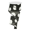 thumbnail image 1 of 2.5"X10yd Large Multi Dots-White on Black Wired RibbonTR58640-X6, 1 of 1