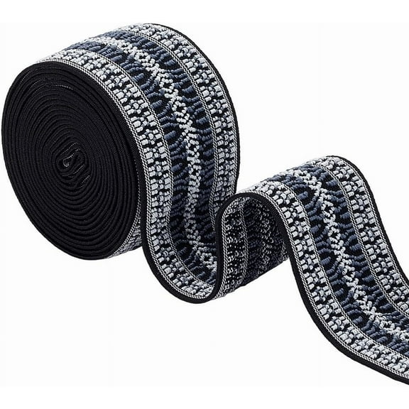 2.5 Yards Jacquard Elastic Band 2 Inch Boho Fabric Sewing Band Emobridered Woven Ribbon