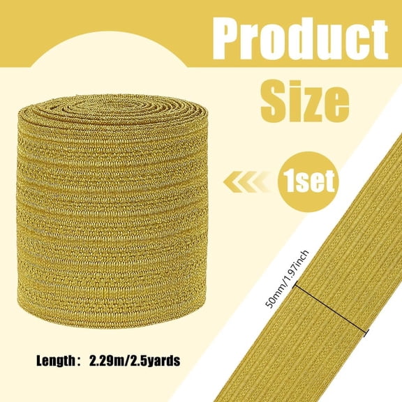 2.5 Yards Military Bullion Braid Trim 2 inch Wide Gold Polyester Braid Sewing Ribbon Decorative Metallic Ribbon for Home DIY Sewing Crafts Clothing Curtains Decoration