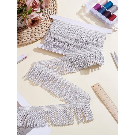 2.5 Yards Polyester Twist Tassel Ribbons for Window Decoration White 2-1/2 inch(62mm) handmade