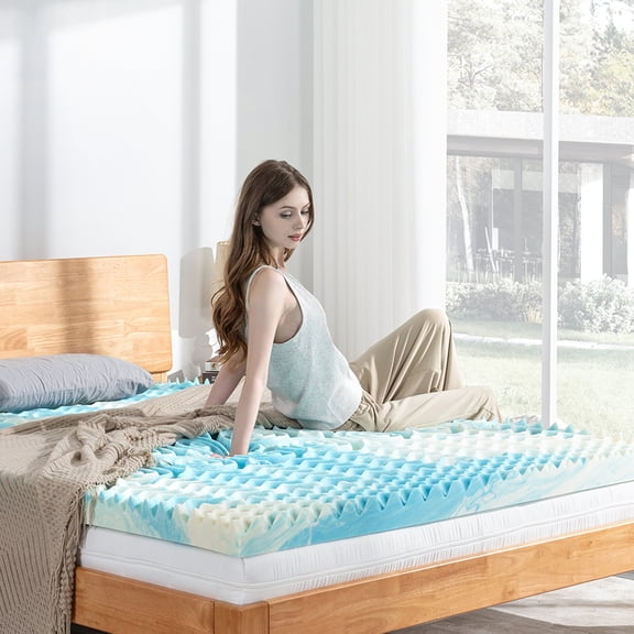2" 5-Zone Memory Foam Mattress Topper, Cooling Gel Infused for Pressure Relief, CertiPUR-US Certified, All Sizes, Blue
