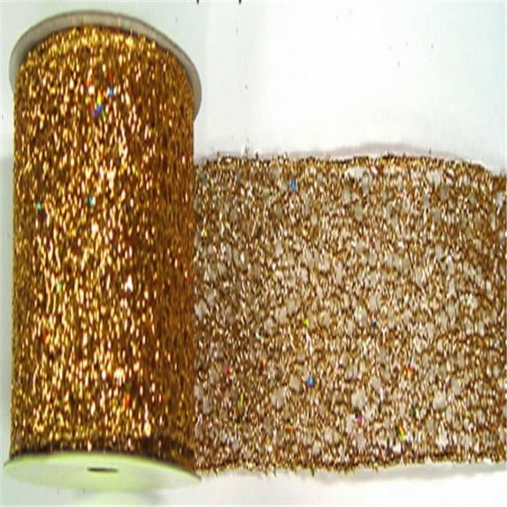 2.5'' x 10yd Gold Glitter Mesh Ribbon