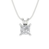 2.5 cctw Moissanite White Gold Plated Pendant with 18