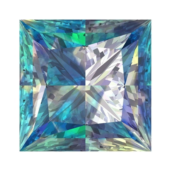 2.5 ct 7.5mm Princess Cut VVS1 Synthetic Blue moissanite September Birthstone