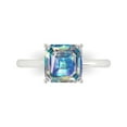 thumbnail image 1 of 2.5 ct Asscher Cut Blue Moissanite Solitaire 14K White Gold Womens Engagement Ring, 1 of 5