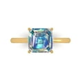 thumbnail image 1 of 2.5 ct Asscher Cut Blue Moissanite Solitaire 14K Yellow Gold Womens Engagement Ring, 1 of 5