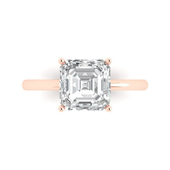 Clara Pucci 14K Rose Gold 2.5ct Moissanite Solitaire Ring for Women