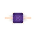 thumbnail image 1 of 2.5 ct Asscher Cut Natural Amethyst Solitaire 18K Rose Gold Womens Engagement Ring, 1 of 5