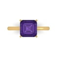 thumbnail image 1 of 2.5 ct Asscher Cut Natural Amethyst Solitaire 18K Yellow Gold Womens Engagement Ring, 1 of 5