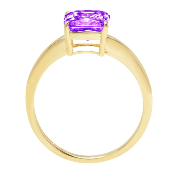 2.5 ct Asscher Cut Natural Amethyst Solitaire Engagement Ring for Women in 18K Yellow Gold