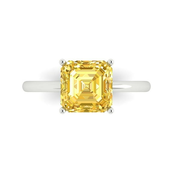 Solitaire Engagement Ring for Women - 2.5ct Natural Citrine in 14K White Gold Promise Ring