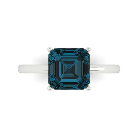 Clara Pucci 14K White Gold 2.5ct LondonBlueTopaz Solitaire Ring for Women