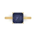 thumbnail image 1 of 2.5 ctw Solitaire Anniversary Ring for Women | Asscher Cut Simulated Blue Sapphire | Hyperallergenic Solid 18K Yellow Gold, 1 of 5