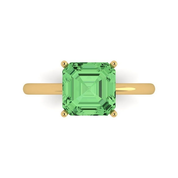 Solitaire Engagement Ring for Women - 2.5ct Simulated Green Diamond in 18K Yellow Gold Promise Ring
