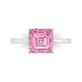 thumbnail image 1 of 2.5 ctw Solitaire Anniversary Ring for Women | Asscher Cut Simulated Pink Diamond | Hyperallergenic Solid 14K White Gold, 1 of 5