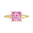 thumbnail image 1 of 2.5 ct Asscher Cut Simulated Pink Diamond Solitaire Engagement Ring for Women in 18K Yellow Gold, 1 of 5