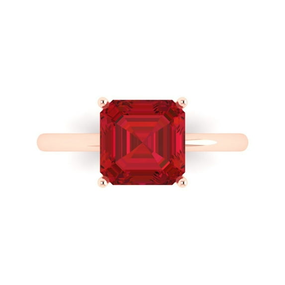 2.5 ct Asscher Cut Simulated Pink Tourmaline Solitaire Engagement Ring for Women in 18K Rose Gold
