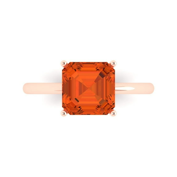 Clara Pucci 14K Rose Gold 2.5ct Red Solitaire Ring for Women