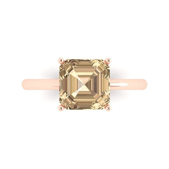 Clara Pucci 14K Rose Gold 2.5ct YellowMoissanite Solitaire Ring for Women