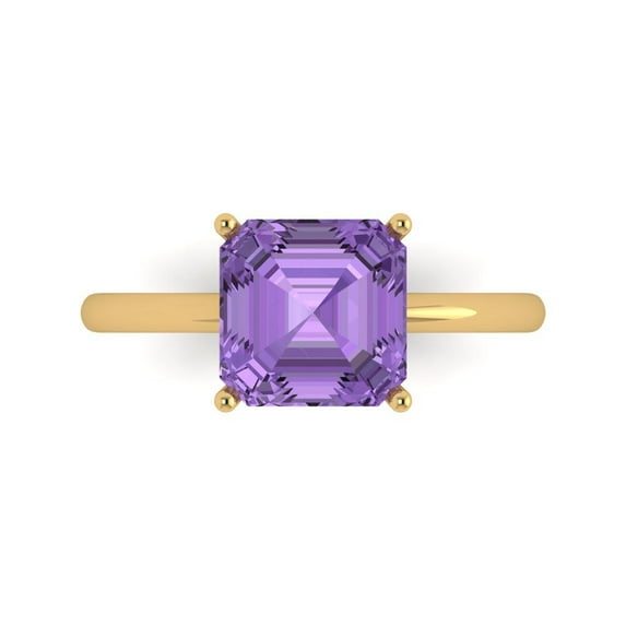 Solitaire Engagement Ring for Women - 2.5ct Simulated Alexandrite in 18K Yellow Gold Promise Ring