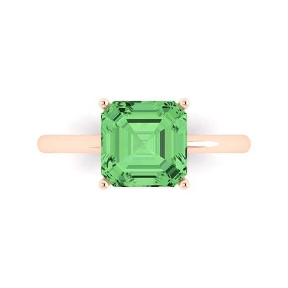 Solitaire Engagement Ring for Women - 2.5ct Simulated Green Diamond in 14K Rose Gold Promise Ring