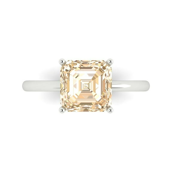 Solitaire Engagement Ring for Women - 2.5ct Natural Morganite in 14K White Gold Promise Ring