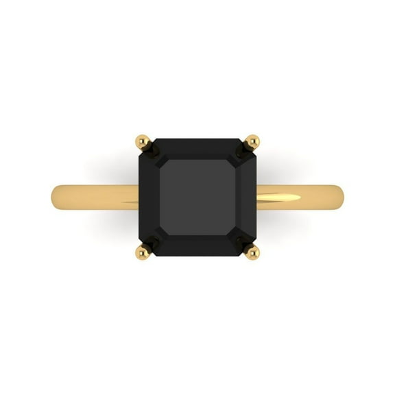 Solitaire Engagement Ring for Women - 2.5ct Natural Onyx in 14K Yellow Gold Promise Ring